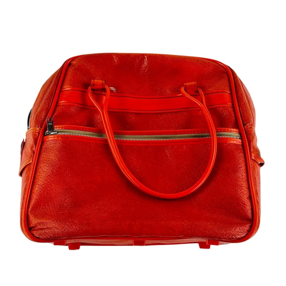 Skyway Womens Carry On Bag Hand Orange Vintage Faux Leather Travel